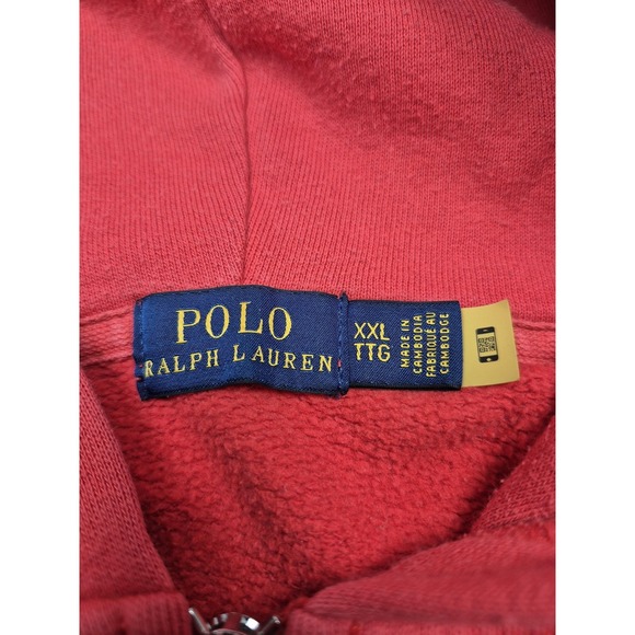 Polo Ralph Lauren Hoodie Women's 2XL Red Full Zip Fleece Sweatshirt Pony Logo - Picture 4 of 11